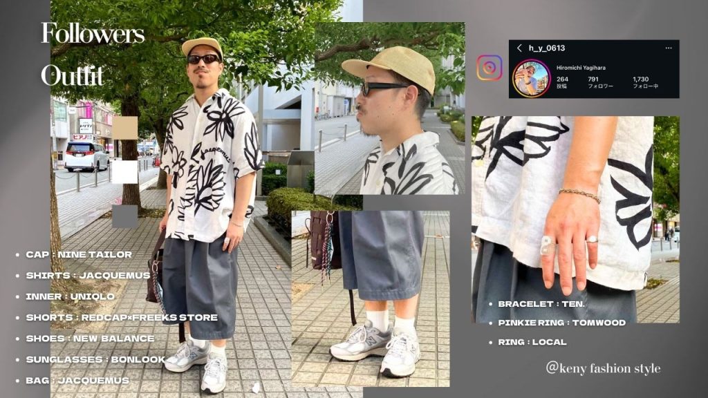 絶妙な丈感のショーツがコーデに変化をつけるそしてluxuryブランドをいやらしく見せないカジュアルなスタイルが大人の余裕を感じさせるコーデですよね。